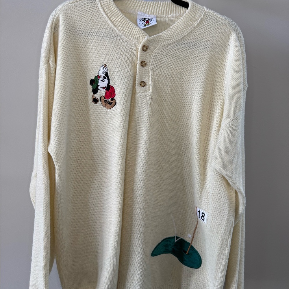 Mickey and Co Vintage Mickey and the 18th Hole Knit Cream Sweater